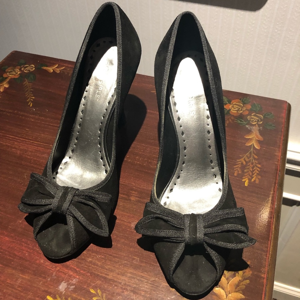 BCBGirls Black Suede/Grosgrain Pumps